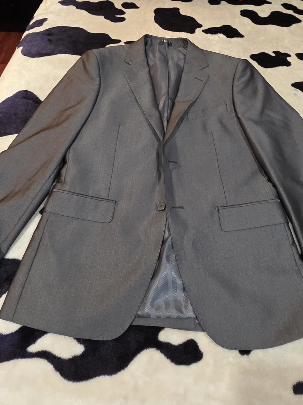 Men's Gray Single-Breasted Suit Jacket - Tailored Look